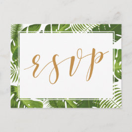 RSVP — Cartão postal de ouro tropical e casamento 