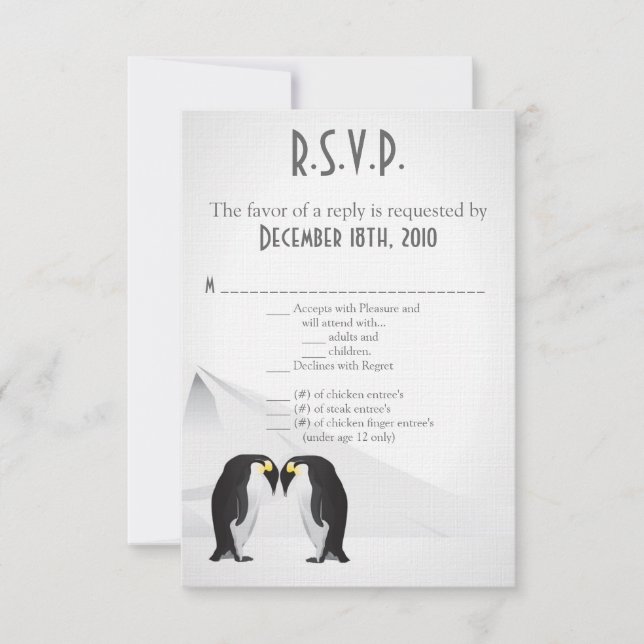 RSVP Cartão R.S.V.P. 3,5x5 Pinguins se Unem para a Vida (Frente)