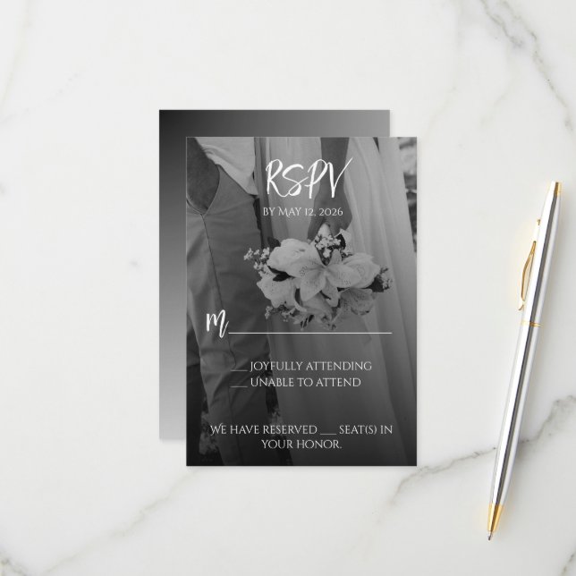 RSVP Cartão RSPV Preto e Branco Elegante (Frente/Verso In Situ)