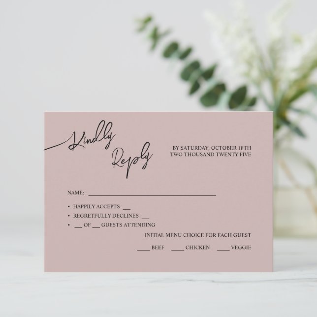 RSVP Cartões Casamento Boho-chic, cores pastel. (Em pé/Frente)