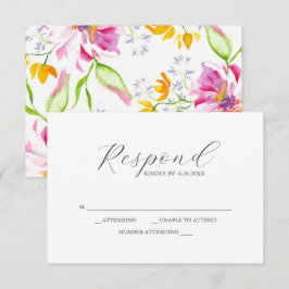 RSVP Cartões cor-de-rosa Padrão Floral