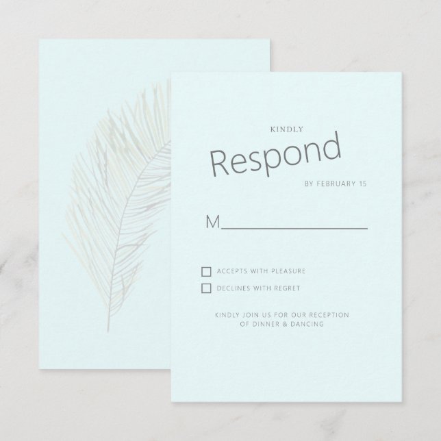 RSVP Casamento Azul Gelo Palma Tropical (Frente/Verso)