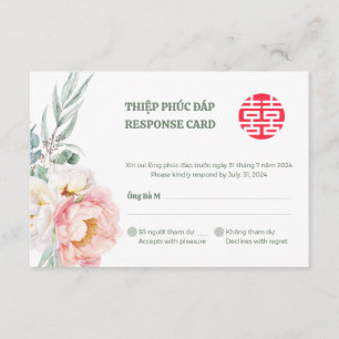 RSVP Casamento Bilingue Peônia Vietnamita Song Hy