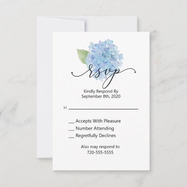 RSVP Casamento Blue Hydrangea (Frente)