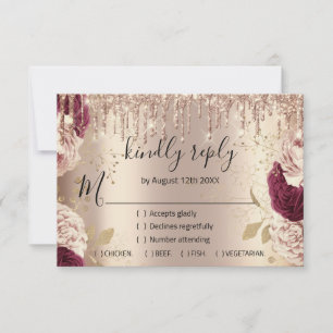 RSVP Casamento Brilho Grinalda Rosa Dourado Pingen