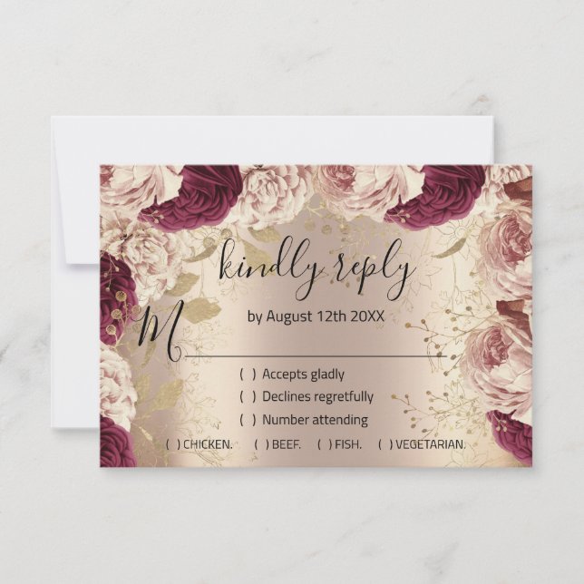 RSVP Casamento Brilho Grinalda Rosa Dourado Rosa (Frente)