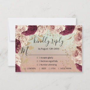 RSVP Casamento Brilho Noiva Dourado Rosa Coroa Azu