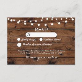 RSVP Casamento Cartões de Madeira Luzes Rústicas C