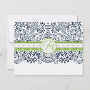 RSVP Casamento de Pássaros do Amor Azul-Marinho Ma