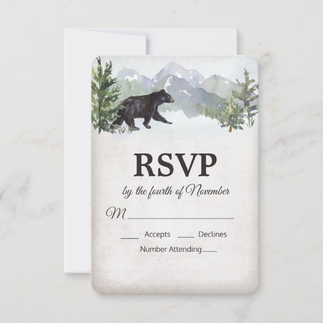 RSVP Casamento de Urso na Floresta Rústica (Frente)