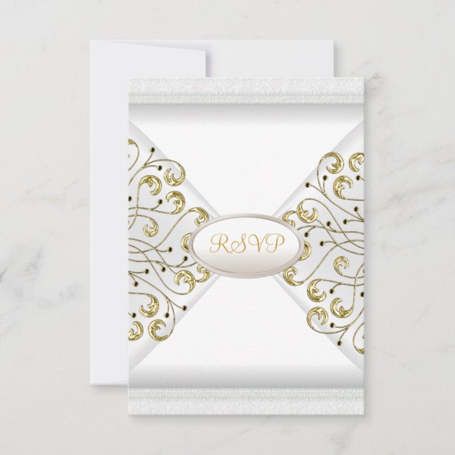RSVP Casamento Elegante Aniversário Ouro Branco (Frente)
