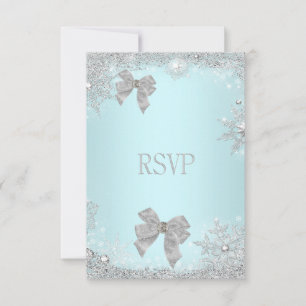 RSVP Casamento Elegante Brilho Azul Teal Prata Bra