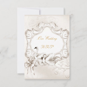 RSVP Casamento Elegante Conjunto de Cisnes Branco