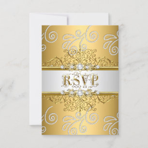 RSVP Casamento Elegante Ouro Prata Lace Diamante