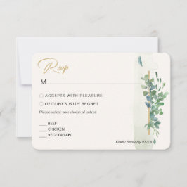 RSVP Casamento Eucalipto Folhagem Dourado Chic Rús