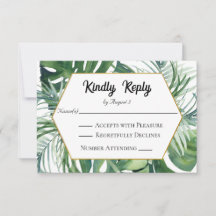 RSVP Casamento Folhagem Tropical Verde