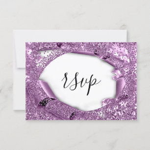 RSVP Casamento Glitter Bridal Bridal Violeta Roxo