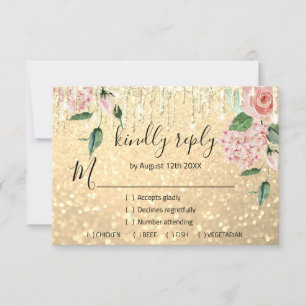 RSVP Casamento Glitter Bridal Mint Glitter Dourado