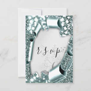RSVP Casamento Glitter Florals Silver Enfumaçado T