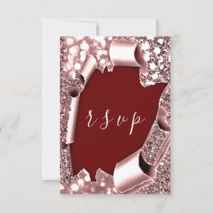 RSVP Casamento Glitter Frame Rosa Burgundy