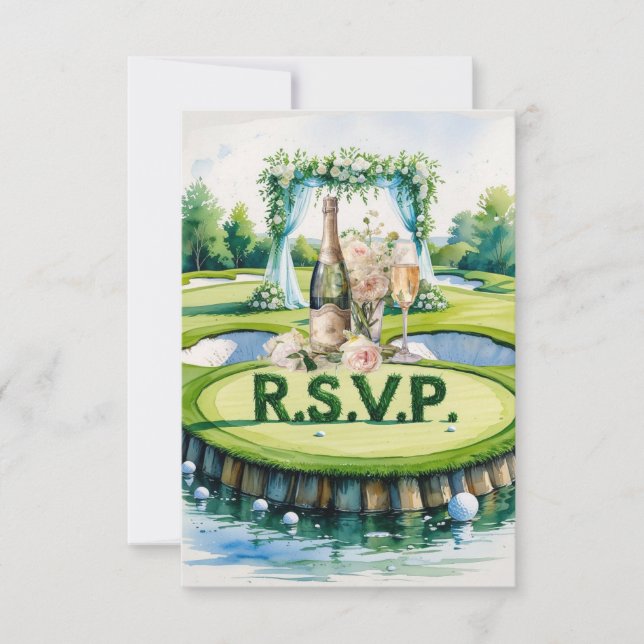 RSVP casamento GOLF responder estilo aquarela (Frente)