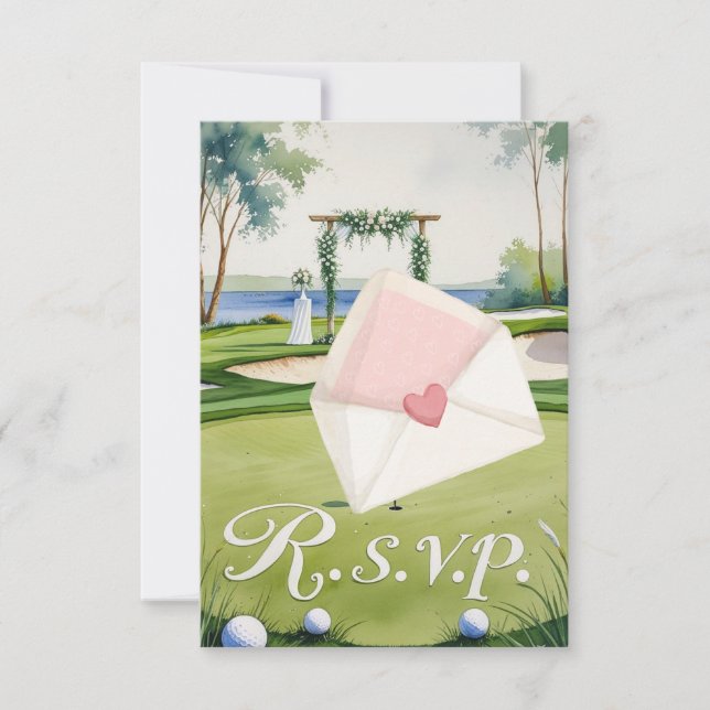 RSVP casamento GOLF responder estilo aquarela (Frente)