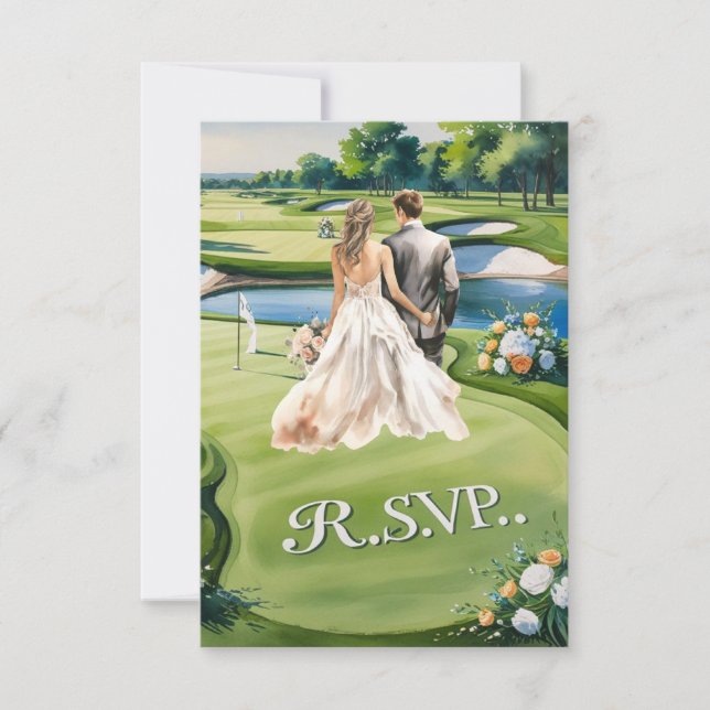 RSVP casamento GOLF responder estilo aquarela (Frente)