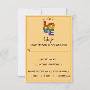 RSVP Casamento Igualitário Flores Tema Laranja AMO