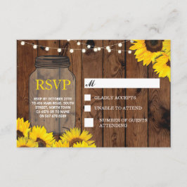 RSVP Casamento Jar Rústico Girassóis Cartões de Re