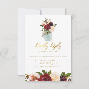 RSVP Casamento Jarro de Pedra Burgundy Navy Dourad