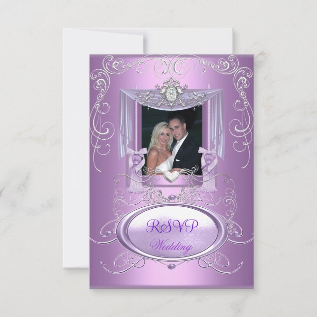 RSVP Casamento Lilás Roxo Rosa Prata Elegante (Frente)