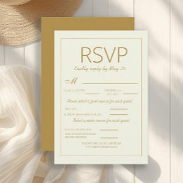 RSVP Casamento Moderno Ivory Gold Escolha de Refei