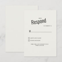 RSVP Casamento Moderno Preto Texto Creme