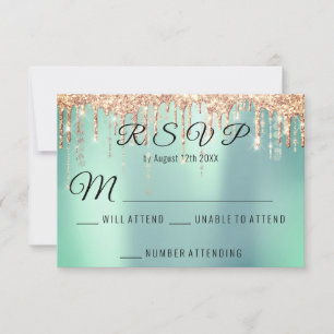 RSVP Casamento Rosa Dourado Coral Mint Aqua