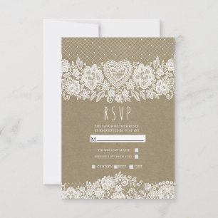 RSVP Casamento Rústico Kraft & Lace Farmhouse Barn