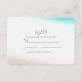RSVP Casamento Sutil de Praia com Aquarela em Verd