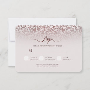 RSVP Casamento tema damasco Burgundy Obrigado Cartão co