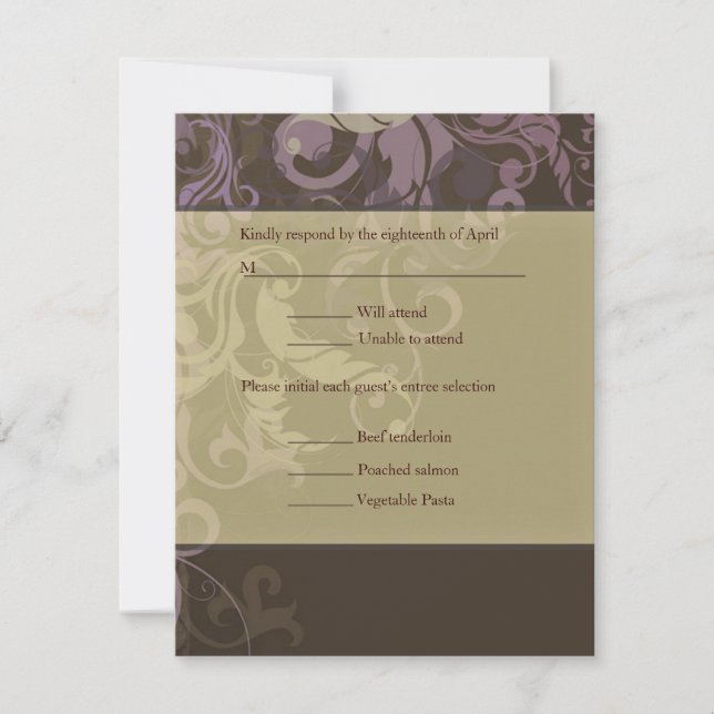 RSVP Casamento tema damasco de Vitória (Frente)