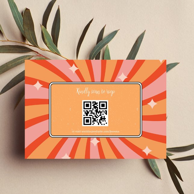 RSVP Casamento Tons Suaves com Tema Retro Groovy d (Criador carregado)