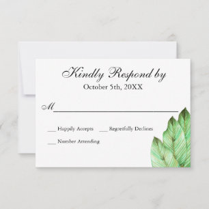 RSVP Casamento Tropical Folhagem Aquarela