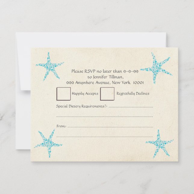 RSVP Casamento Turquesa Estrela do Mar (Frente)