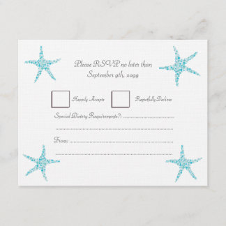 RSVP Casamento Turquoise Aqua Starfish Beach