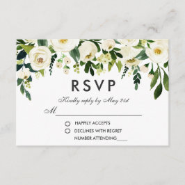 RSVP Casamento Verde Branco Aquarela Floral