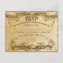 RSVP Casamento Vintage com Manchas de Chá 2 - Cartão de