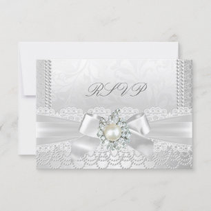 RSVP Casamento White Pearl Lace Damask Diamond