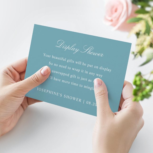 RSVP Chá de exibição Cores personalizadas Cartão azul d (Criador carregado)