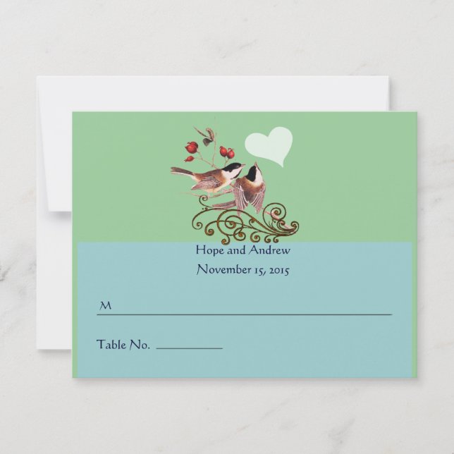 RSVP Chickadee Love Birds Wedds Place Card (Frente)