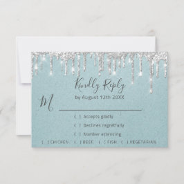 RSVP Cinza Prata Gotas Casamento Evento Azul Água