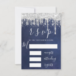 RSVP Cinza Prata Gotas Casamento Naval Faísca 