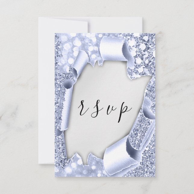 RSVP Cinza Silver de Casamento Azul 3D (Verso)